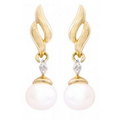 Fresh Water Pearl & Diamond Earrings